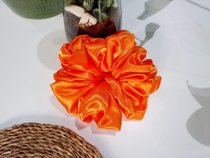 bright orange silky scrunchie